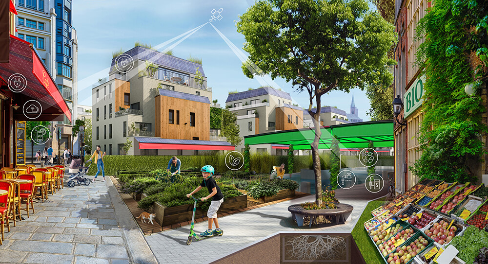 CLAIRE entwickelt Bilder der Zukunft. Hier ein Beispiel für Städte der Zukunft (c) UFZ.